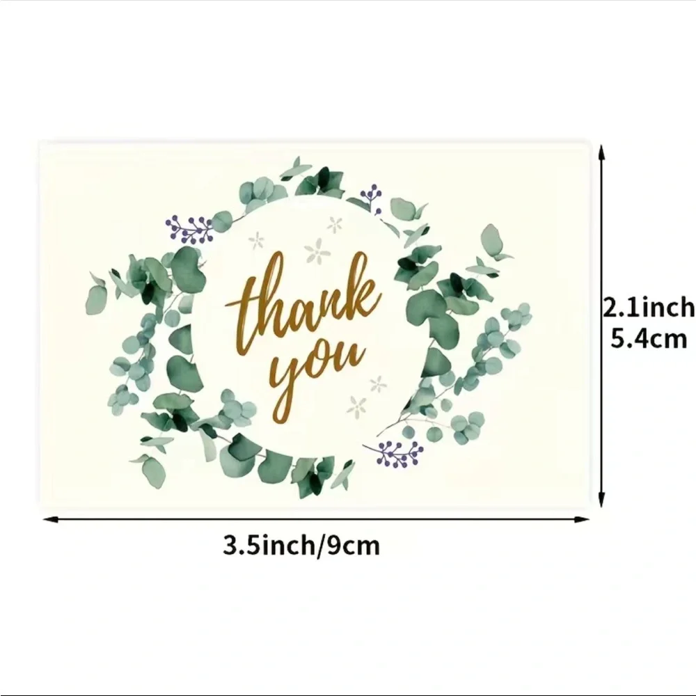 50 Cards, Thank You, Green Laurel, Cards 3.5” X 2”